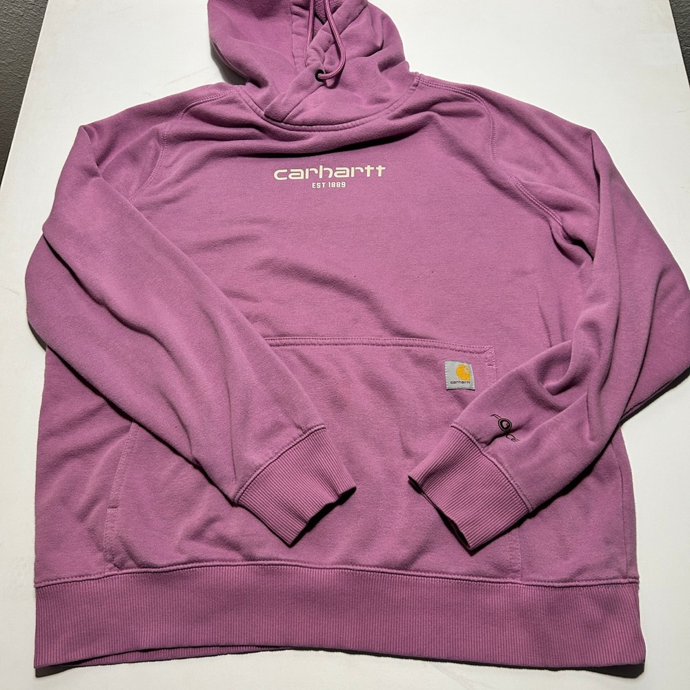 Carhartt Mens Purple Logo Graphic Hoodie Sweatshirt Large